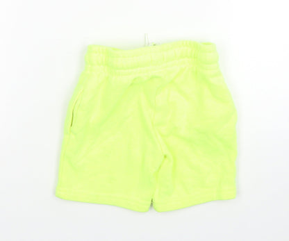 Primark Boys Green Cotton Track Pants Trousers Size 18-24 Months Drawstring - Neon Green Shorts