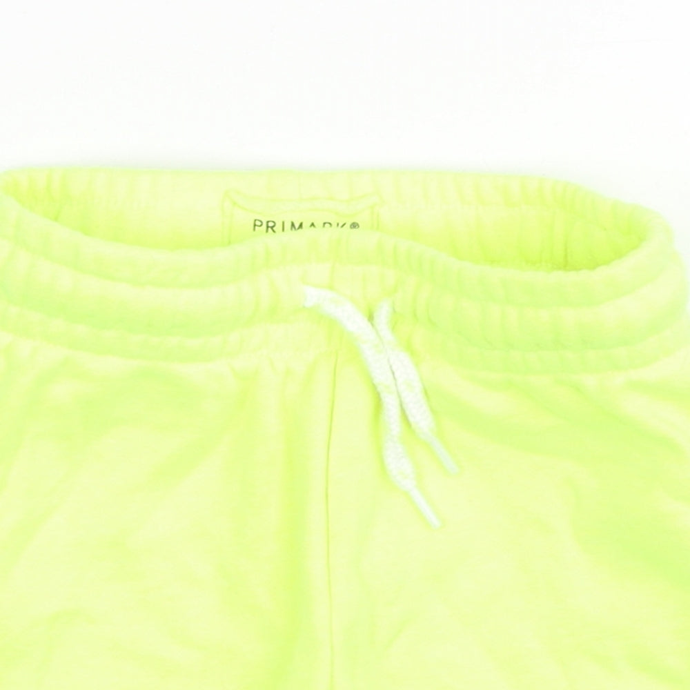 Primark Boys Green Cotton Track Pants Trousers Size 18-24 Months Drawstring - Neon Green Shorts