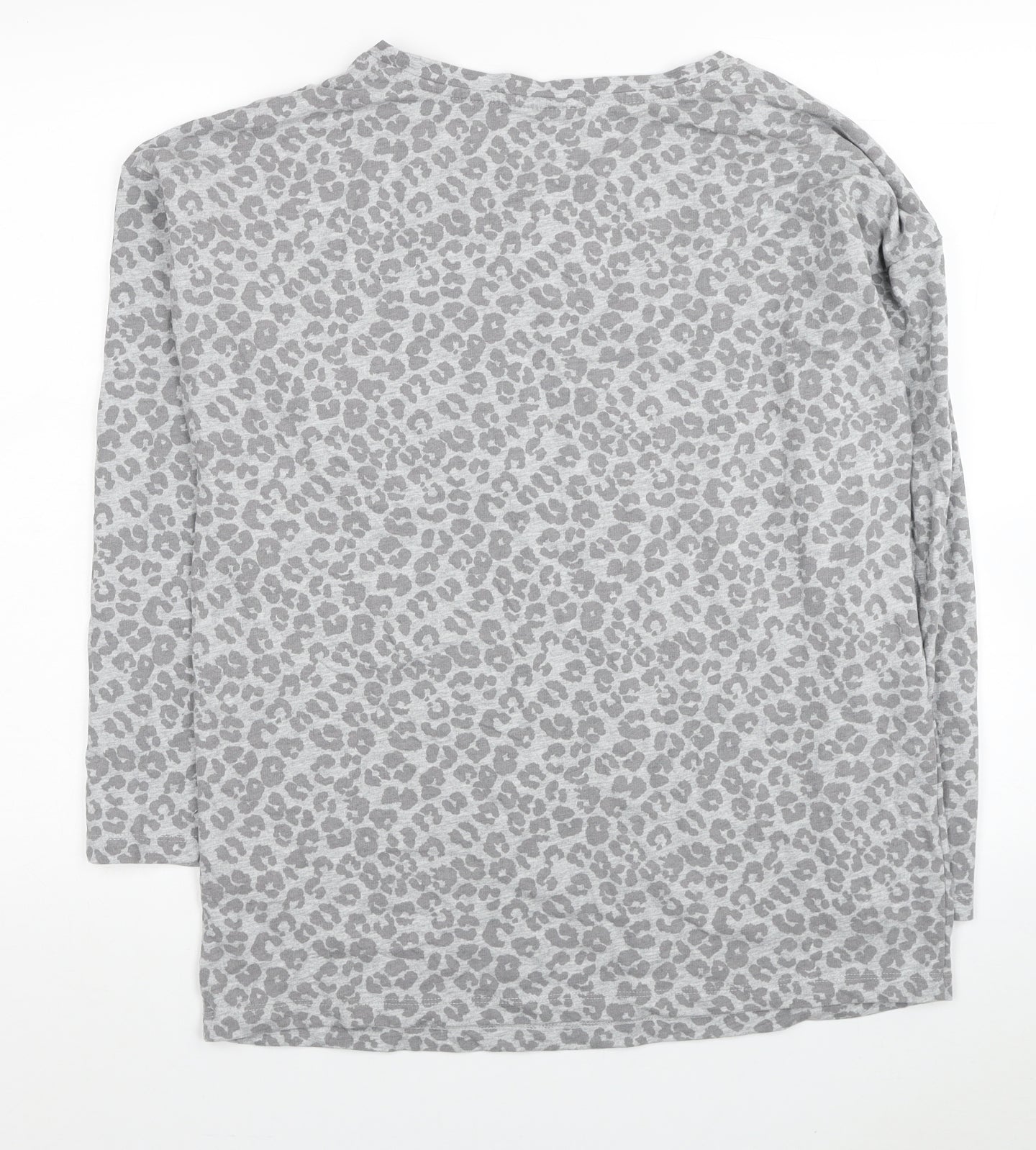 Avenue Womens Grey Animal Print Cotton Basic T-Shirt Size 12 Round Neck - Leopard Print Size 12-14