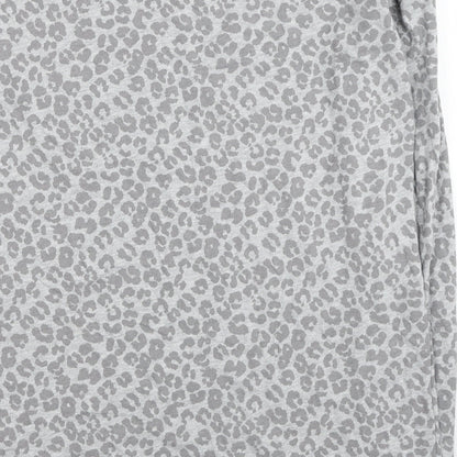 Avenue Womens Grey Animal Print Cotton Basic T-Shirt Size 12 Round Neck - Leopard Print Size 12-14