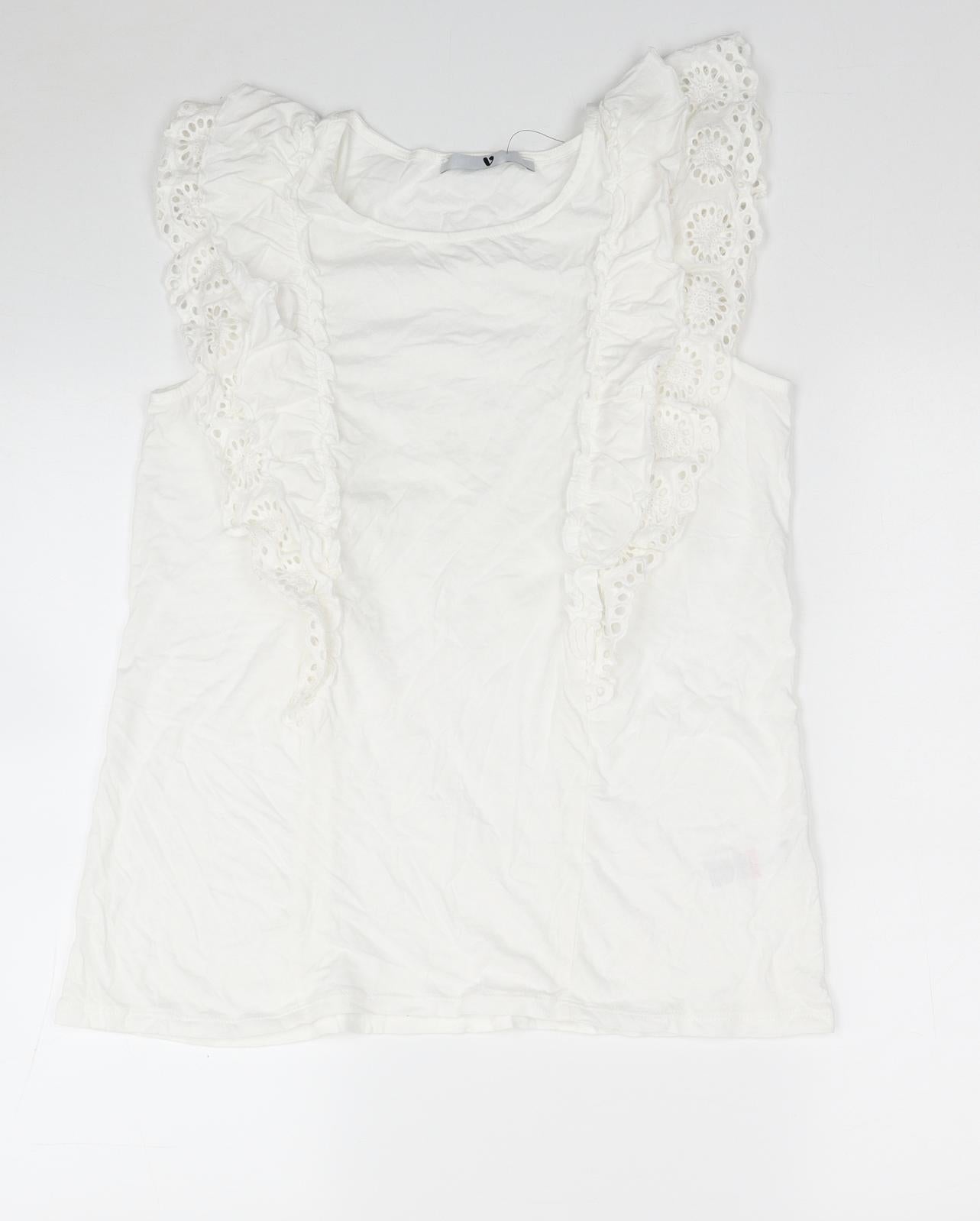 Womens UK Size 14 Very White Basic T-Shirt