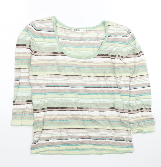 George Womens Multicoloured Scoop Neck Striped Viscose Pullover Jumper Size 12