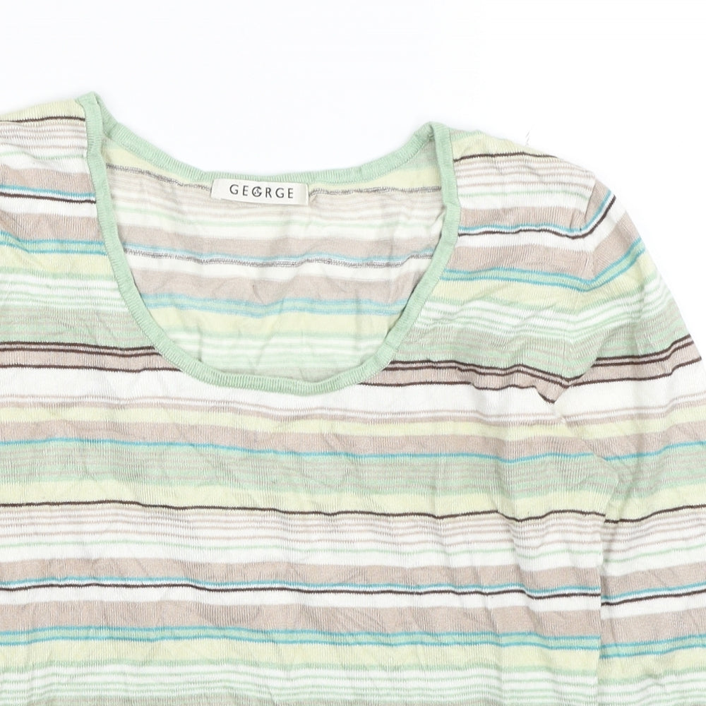 George Womens Multicoloured Scoop Neck Striped Viscose Pullover Jumper Size 12