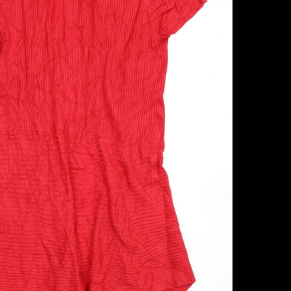 TU Womens Red V-Neck Viscose Wrap Jumper Size 18 - Asymmetric Ribbed