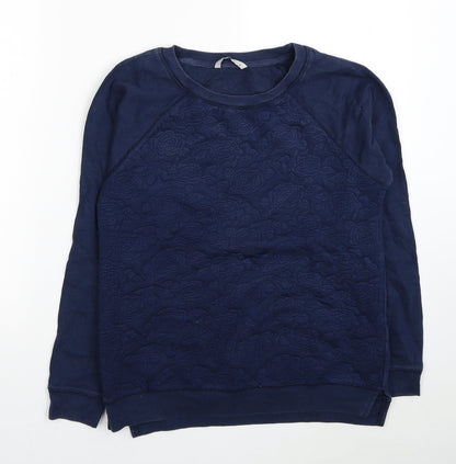 TU Womens Blue Floral Cotton Pullover Sweatshirt Size 10 Pullover
