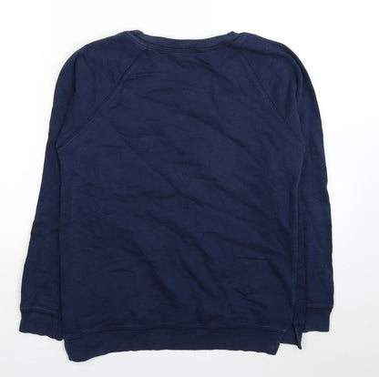 TU Womens Blue Floral Cotton Pullover Sweatshirt Size 10 Pullover
