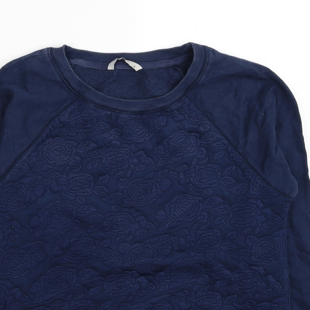 TU Womens Blue Floral Cotton Pullover Sweatshirt Size 10 Pullover