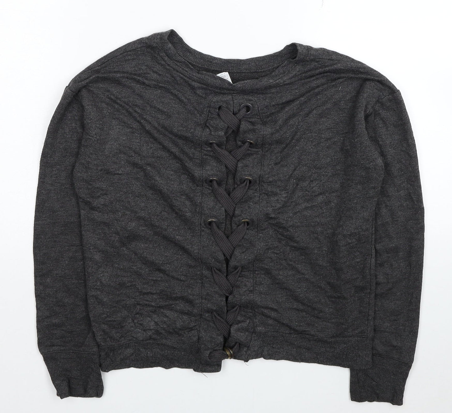 90 Degree Girls Grey Rayon Pullover Sweatshirt Size 7-8 Years Pullover - Tie Detail Back