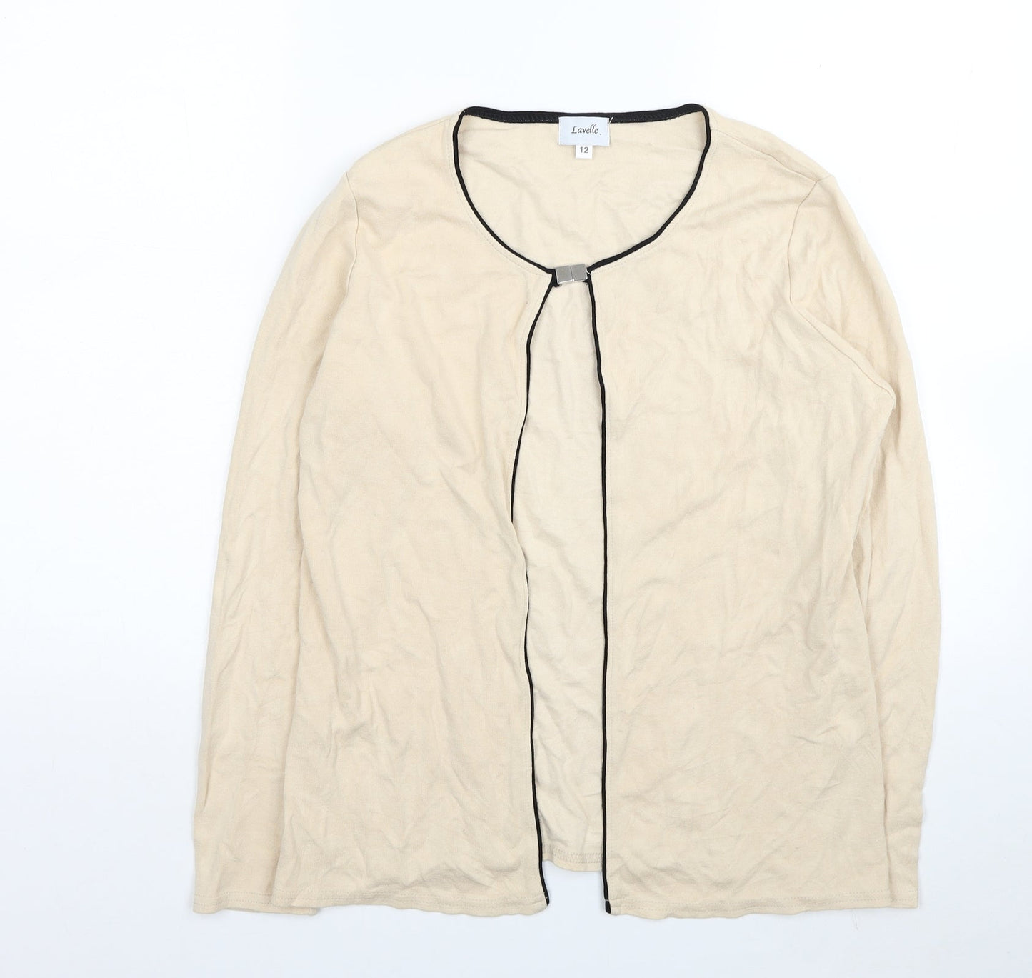 Lavelle Womens Beige Round Neck Viscose Shrug Jumper Size 12
