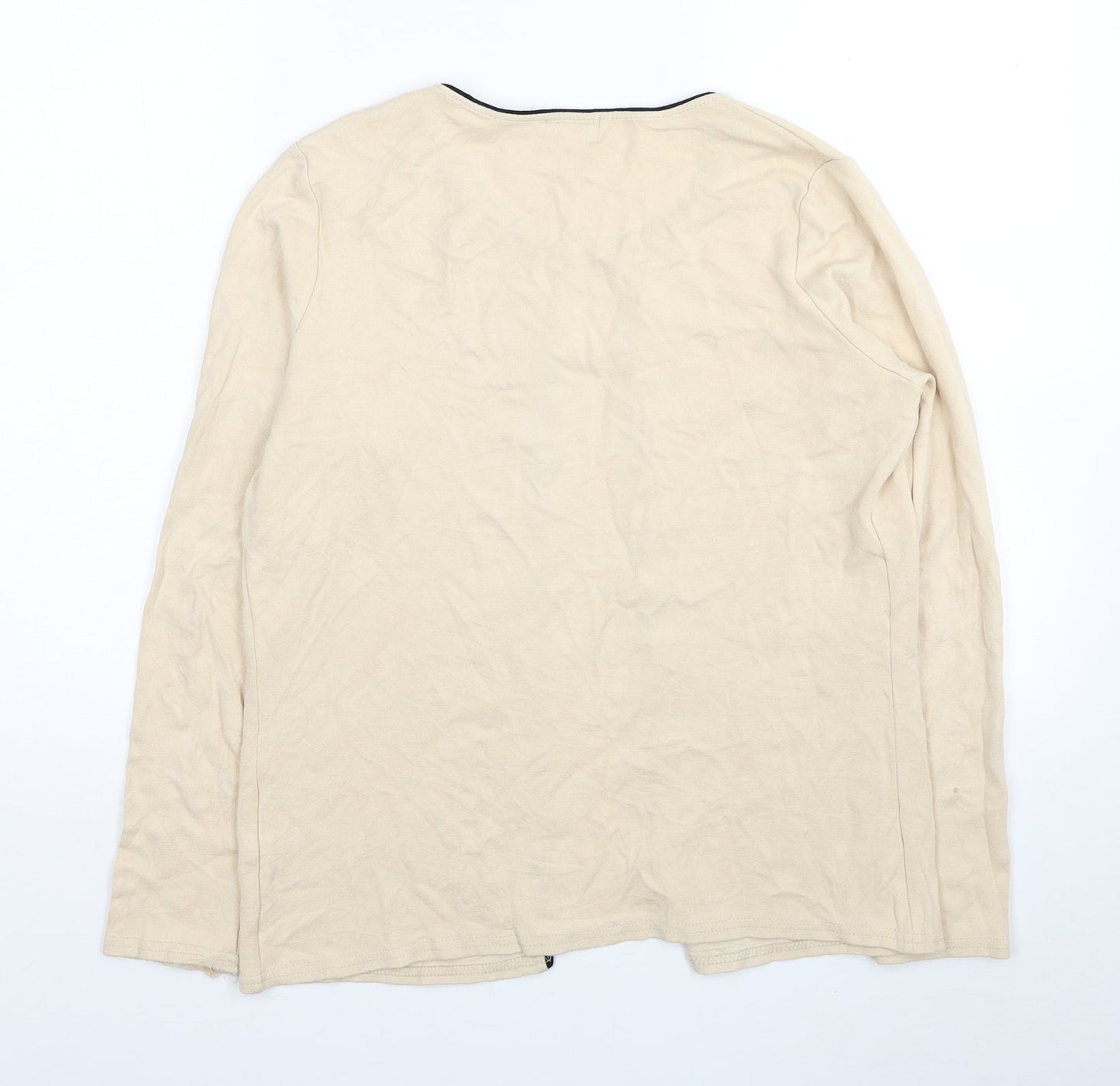 Lavelle Womens Beige Round Neck Viscose Shrug Jumper Size 12