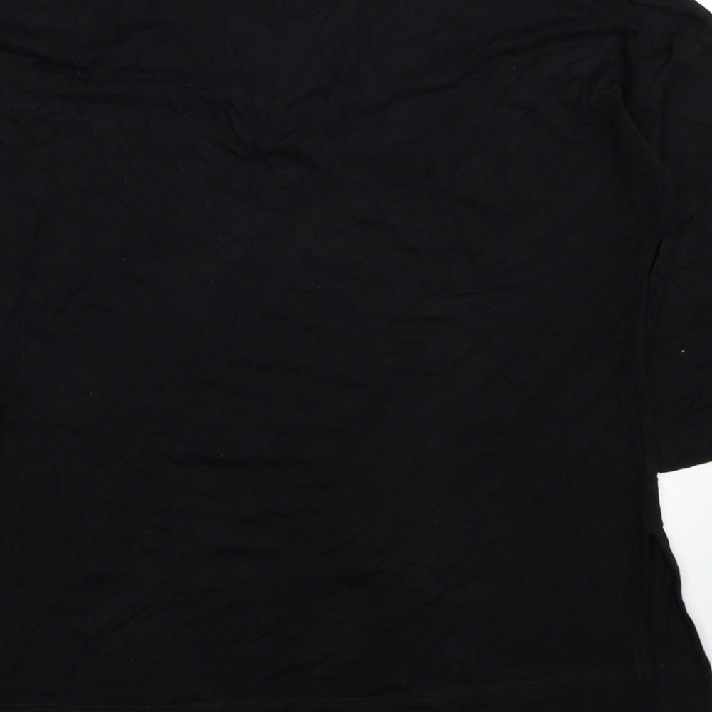 F&F Womens Black Viscose Basic T-Shirt Size 12 V-Neck