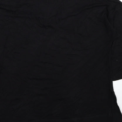 F&F Womens Black Viscose Basic T-Shirt Size 12 V-Neck