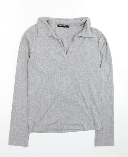 Womens UK Size S Select Grey Jersey Polo