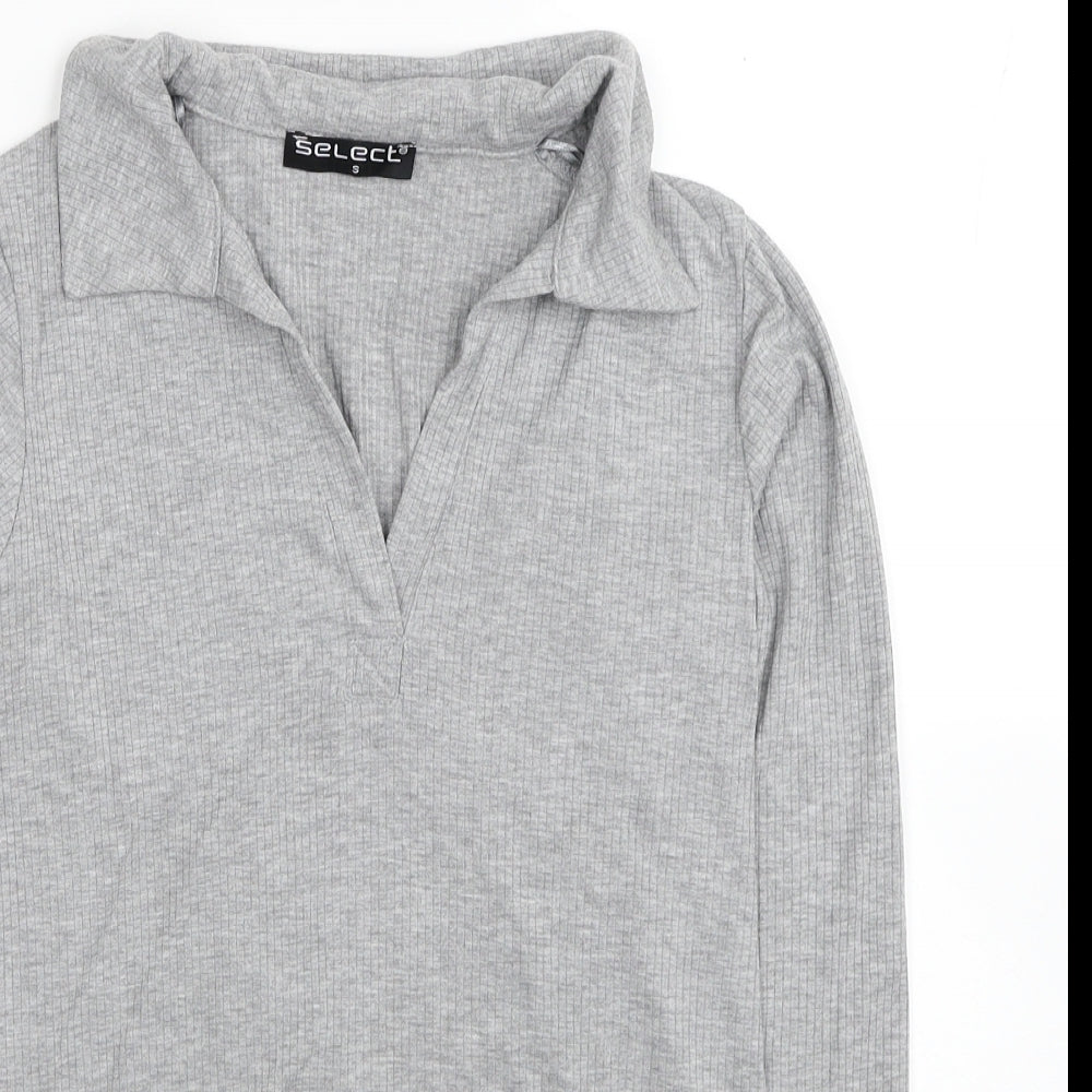 Womens UK Size S Select Grey Jersey Polo