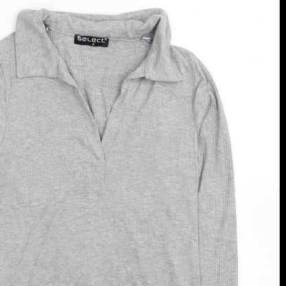 Womens UK Size S Select Grey Jersey Polo