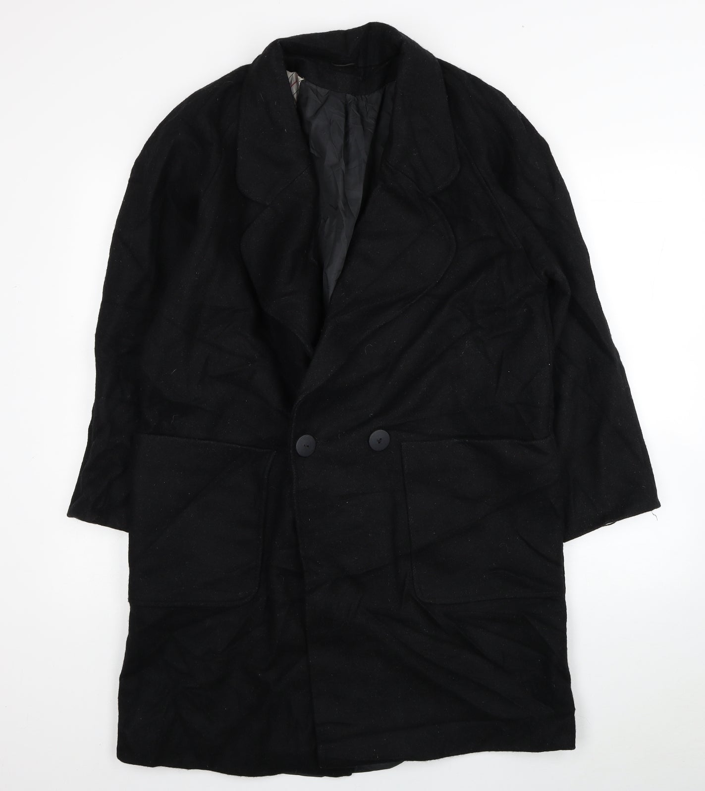 Preworn Womens Black Pea Coat Coat Size 12 Button