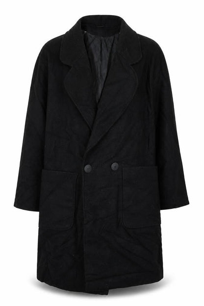 Preworn Womens Black Pea Coat Coat Size 12 Button