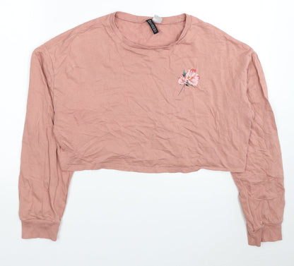 Womens UK Size S Divided by H&M Pink Pullover Sweatshirt