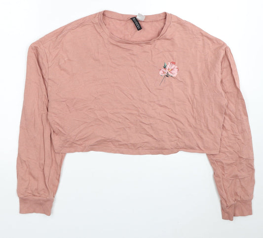 Womens UK Size S Divided by H&M Pink Pullover Sweatshirt