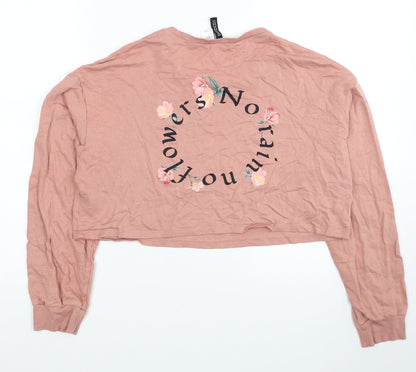 Womens UK Size S Divided by H&M Pink Pullover Sweatshirt