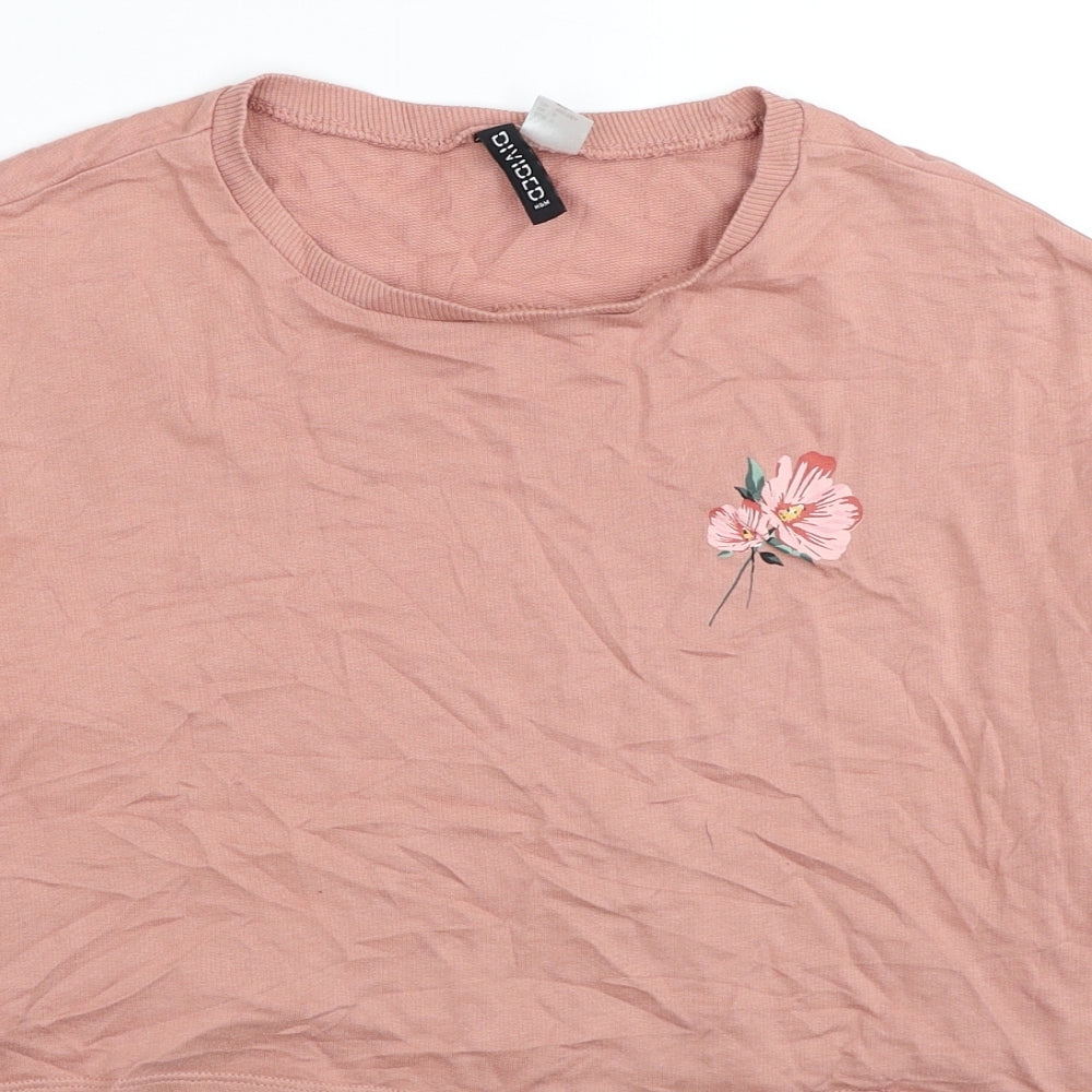 Womens UK Size S Divided by H&M Pink Pullover Sweatshirt