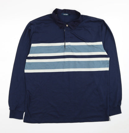 South Bay Mens Blue Colourblock Cotton Polo Size M Collared Pullover