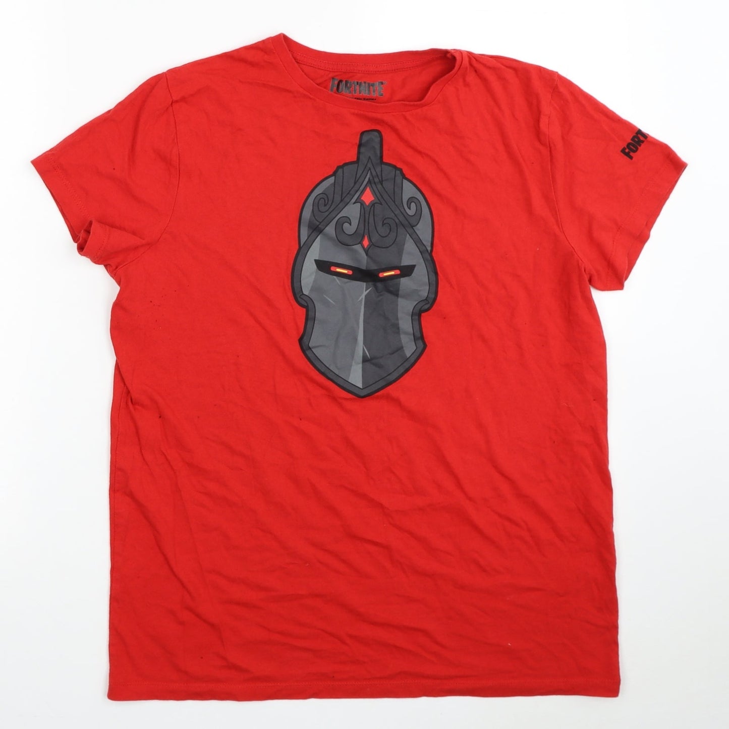 Fortnite Boys Red Cotton Basic T-Shirt Size XL Round Neck Pullover - Fortnite Mask