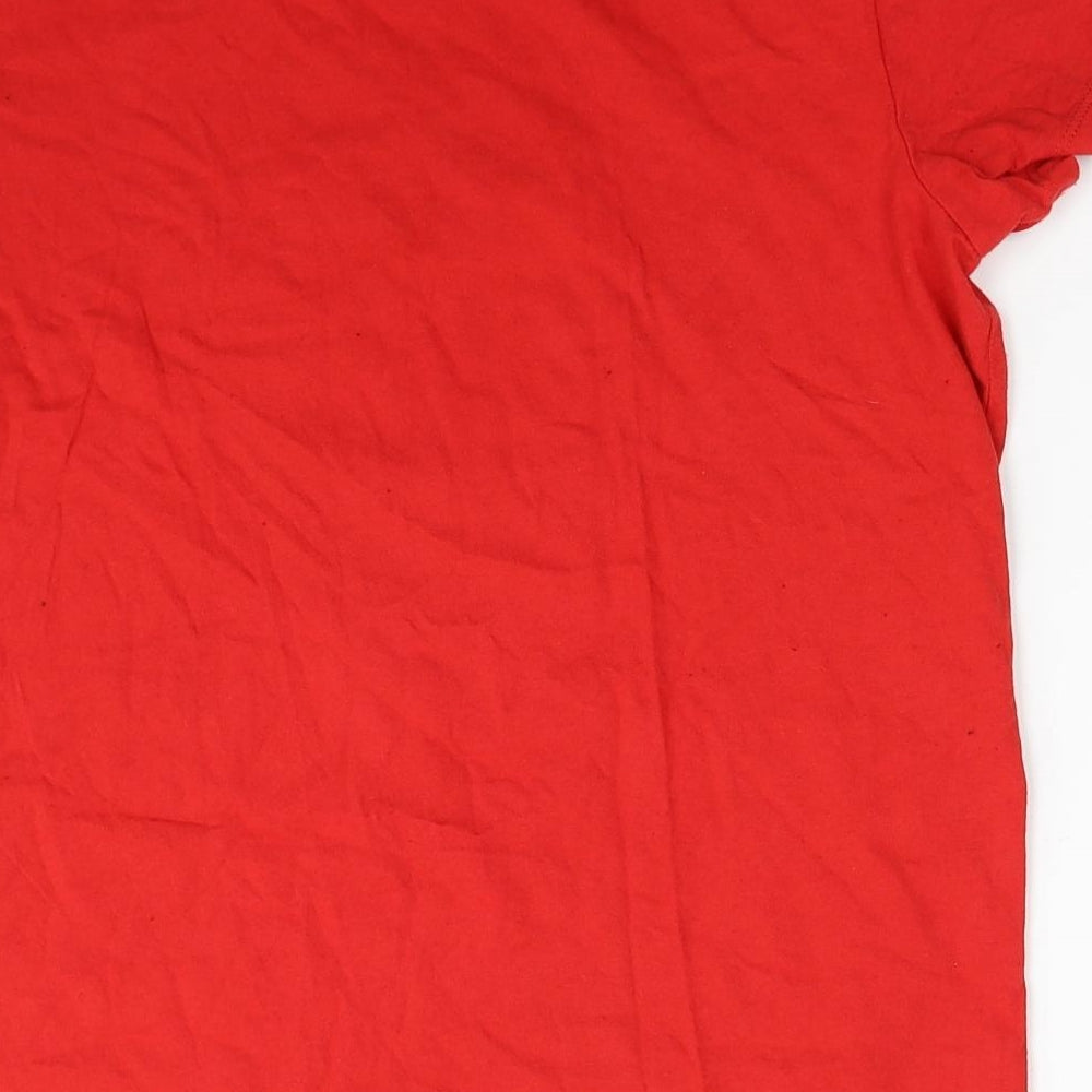 Fortnite Boys Red Cotton Basic T-Shirt Size XL Round Neck Pullover - Fortnite Mask