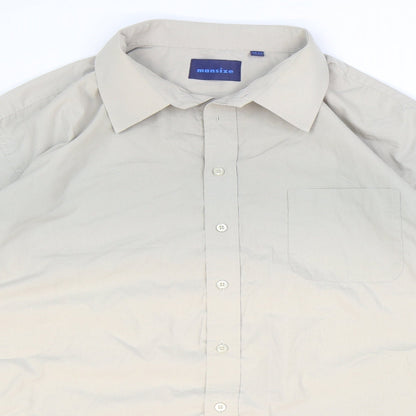 Mens UK Size 49 Mansize Beige  Button-Up Long Sleeve Casual Shirt