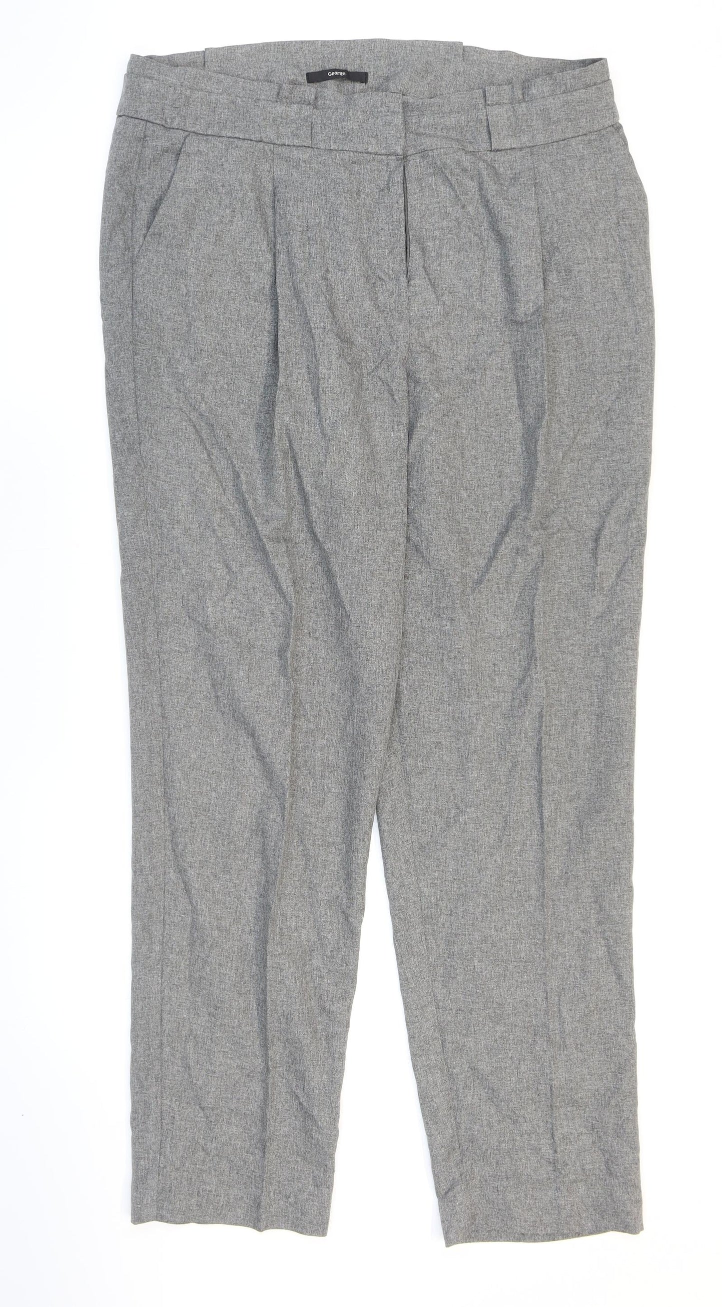 George Womens Grey Polyester Carrot Trousers Size 16 L28 in Regular Zip