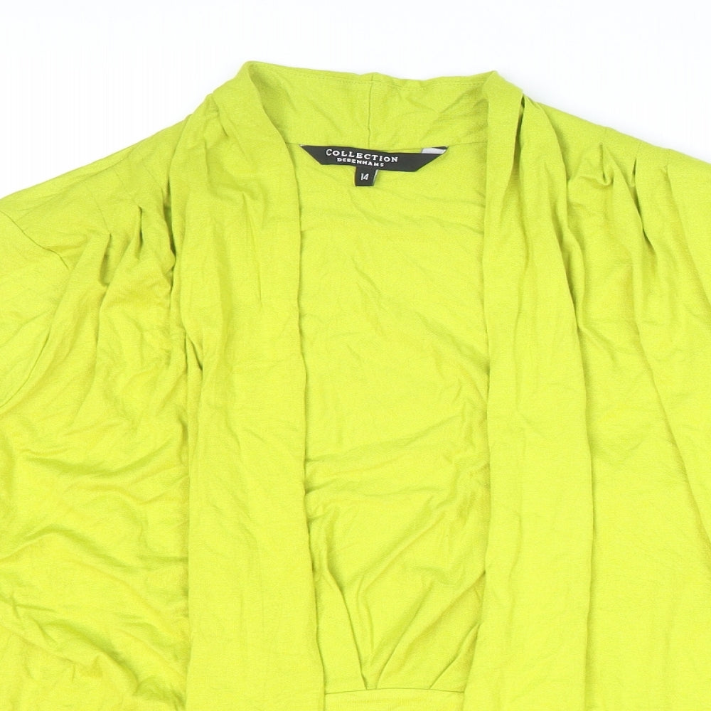 Womens UK Size 14 Debenhams Green Kimono Blouse