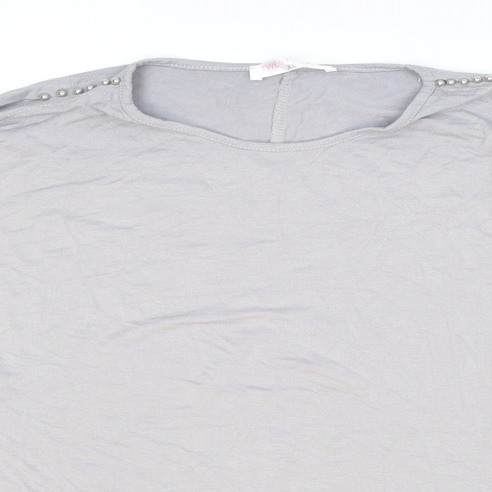TwentyTwo Womens Grey Viscose Basic T-Shirt Size XL Boat Neck
