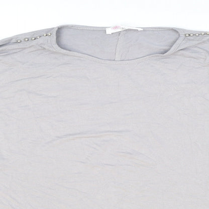 TwentyTwo Womens Grey Viscose Basic T-Shirt Size XL Boat Neck