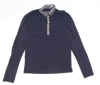 Antony Morato Mens Blue Plaid Cotton Button-Up Size XL Collared Button