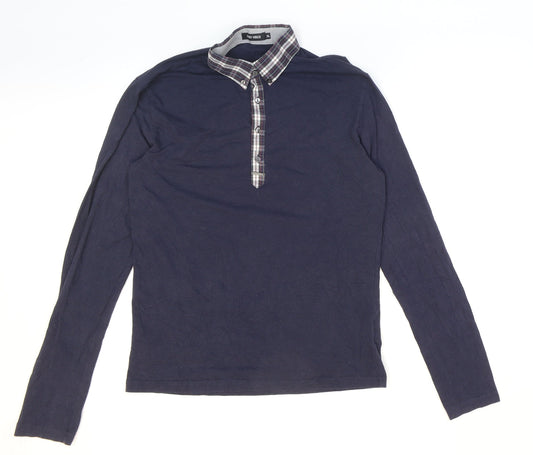 Antony Morato Mens Blue Plaid Cotton Button-Up Size XL Collared Button