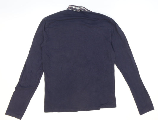 Antony Morato Mens Blue Plaid Cotton Button-Up Size XL Collared Button