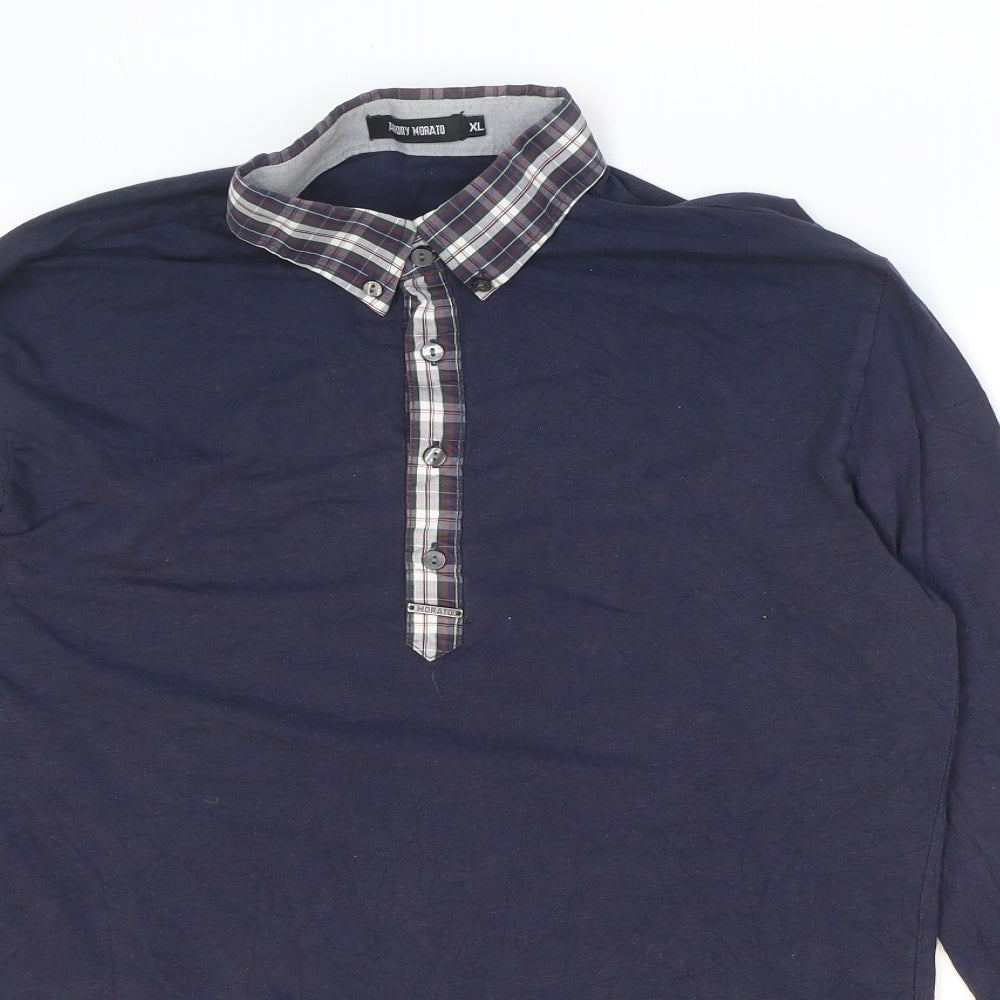 Antony Morato Mens Blue Plaid Cotton Button-Up Size XL Collared Button