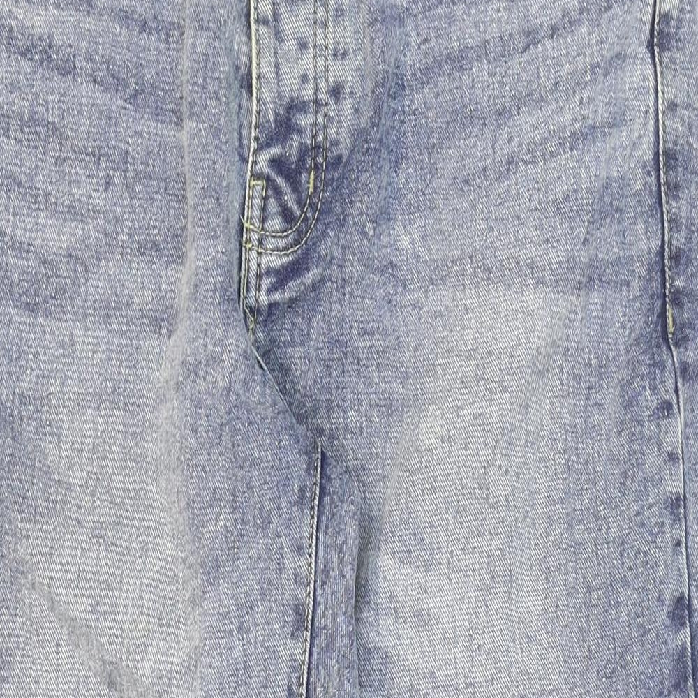 Boohoo MAN Mens Blue Cotton Tapered Jeans Size 32 in L25 in Regular Zip - Washed look