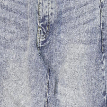 Boohoo MAN Mens Blue Cotton Tapered Jeans Size 32 in L25 in Regular Zip - Washed look