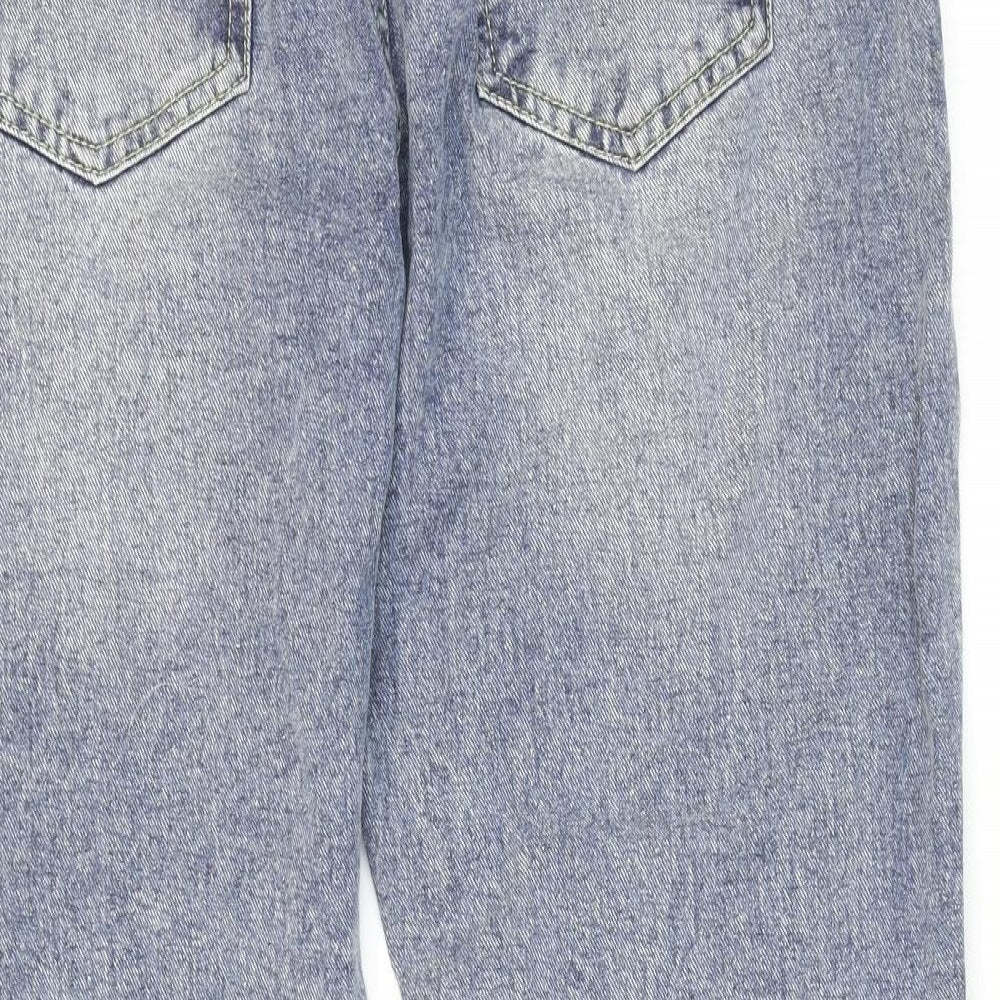 Boohoo MAN Mens Blue Cotton Tapered Jeans Size 32 in L25 in Regular Zip - Washed look