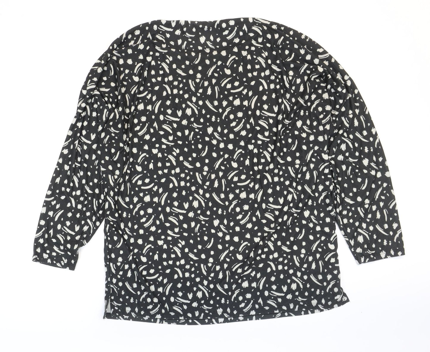 George Womens Black Geometric Polyester Basic T-Shirt Size M Round Neck