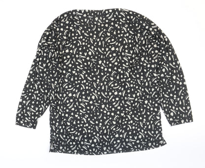 George Womens Black Geometric Polyester Basic T-Shirt Size M Round Neck