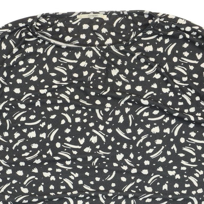 George Womens Black Geometric Polyester Basic T-Shirt Size M Round Neck