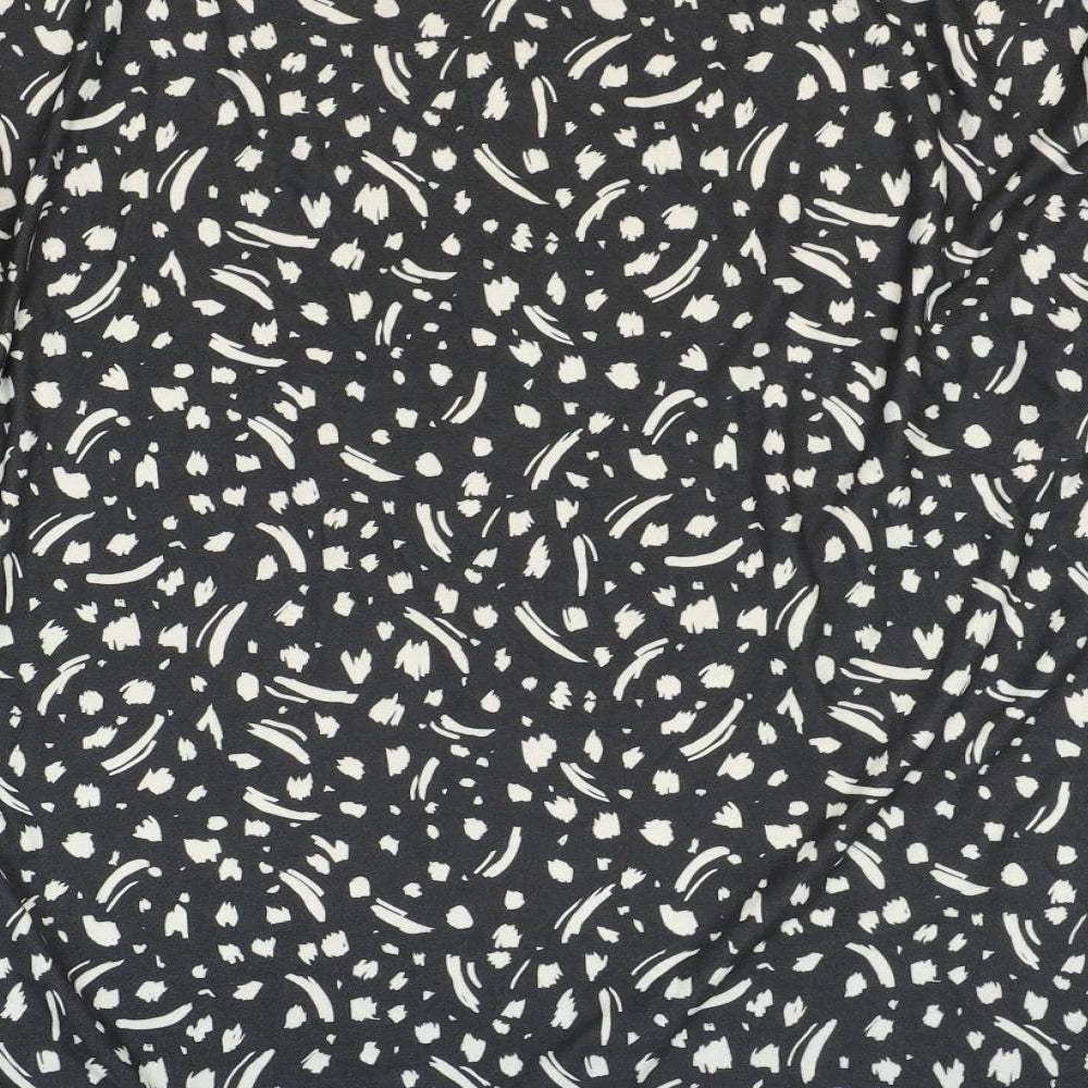 George Womens Black Geometric Polyester Basic T-Shirt Size M Round Neck