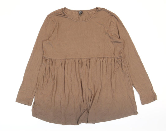 SheIn Womens Brown Viscose Tunic T-Shirt Size L Round Neck