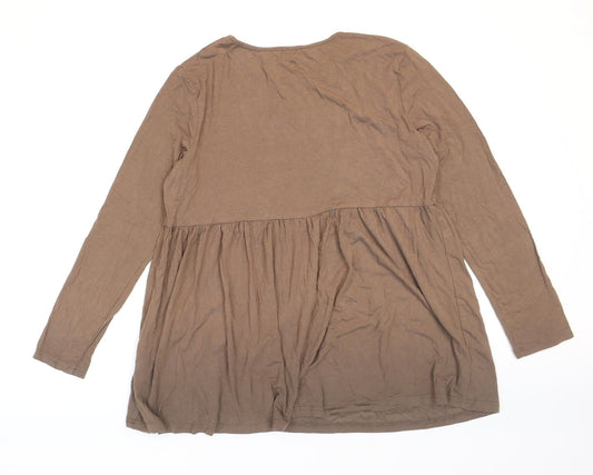SheIn Womens Brown Viscose Tunic T-Shirt Size L Round Neck
