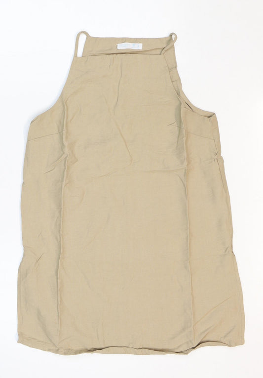 Primark Womens Beige Viscose Basic Tank Size 8 Square Neck