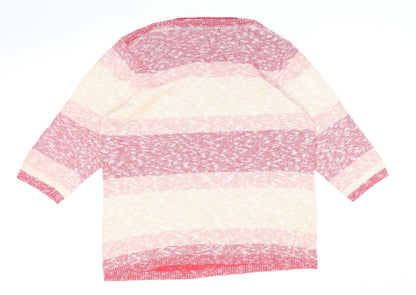 Damart Womens Multicoloured Round Neck Striped Acrylic Pullover Jumper Size 18 - Size 18-20
