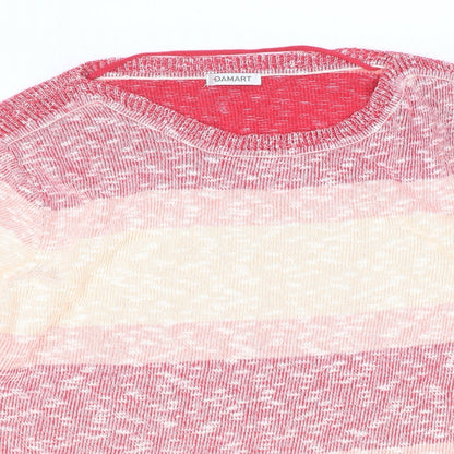Damart Womens Multicoloured Round Neck Striped Acrylic Pullover Jumper Size 18 - Size 18-20