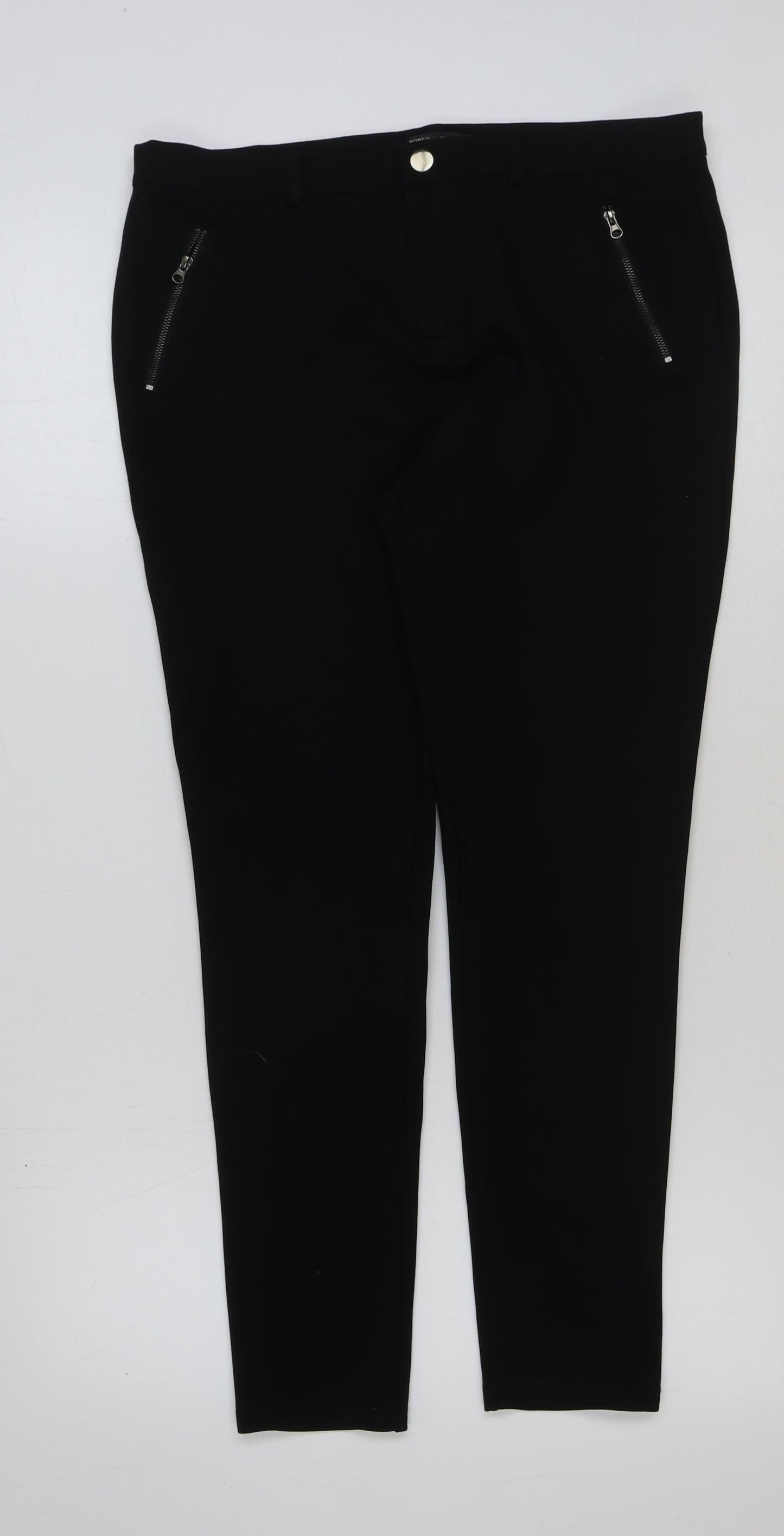 Romeo & Juliet Couture Womens Black Polyester Trousers Size L L28 in Regular Button